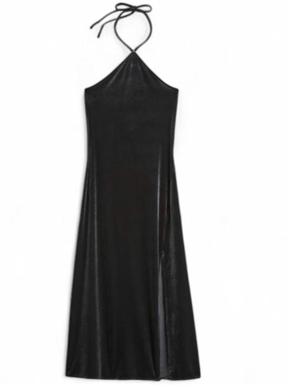 Banana Republic grey velvet midi Halter dress with slit S